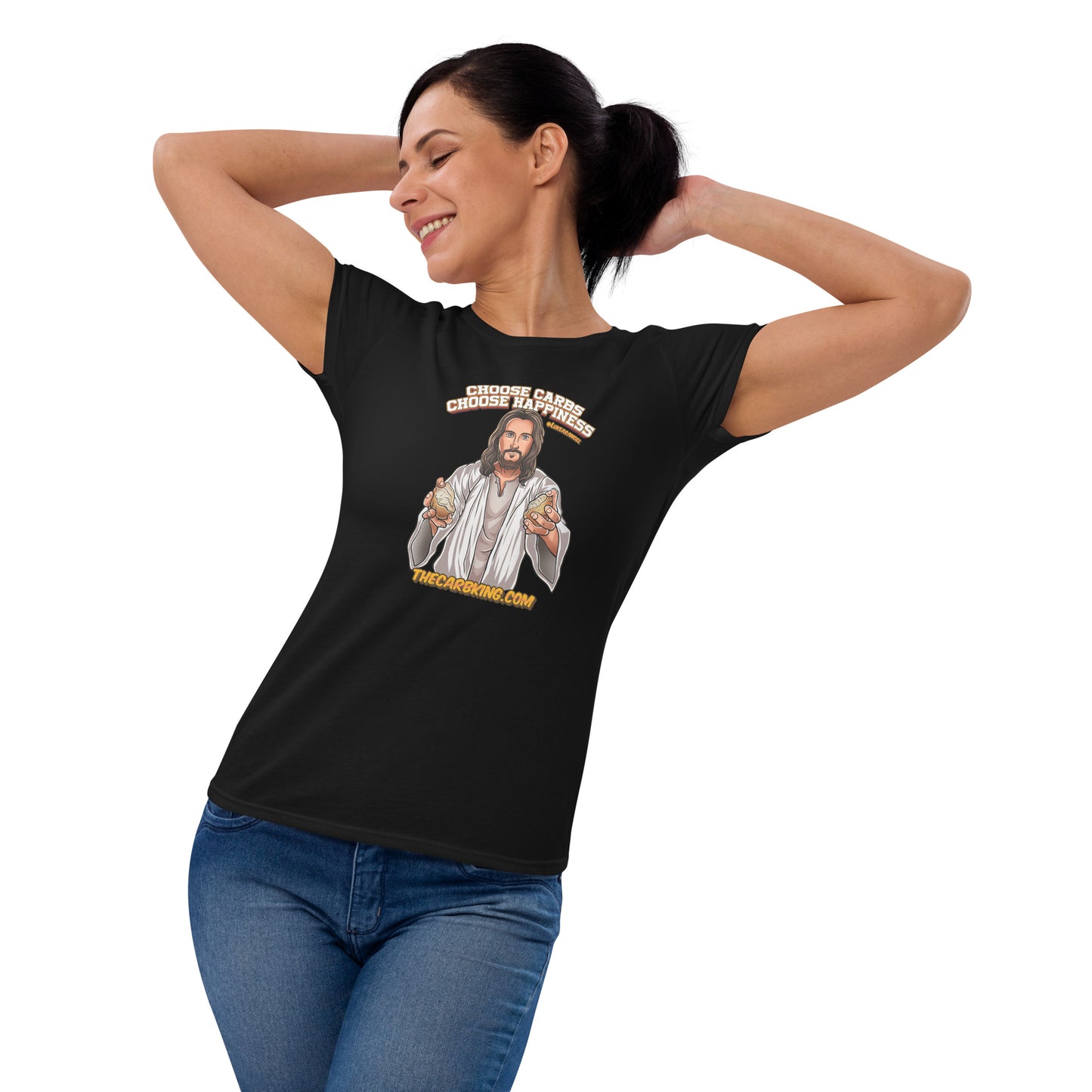 Women's Jesus loves carbs shirt