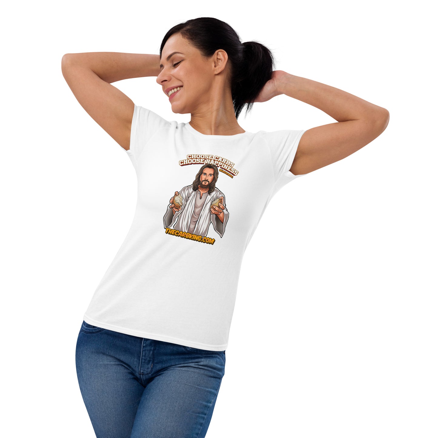 Women's Jesus loves carbs shirt