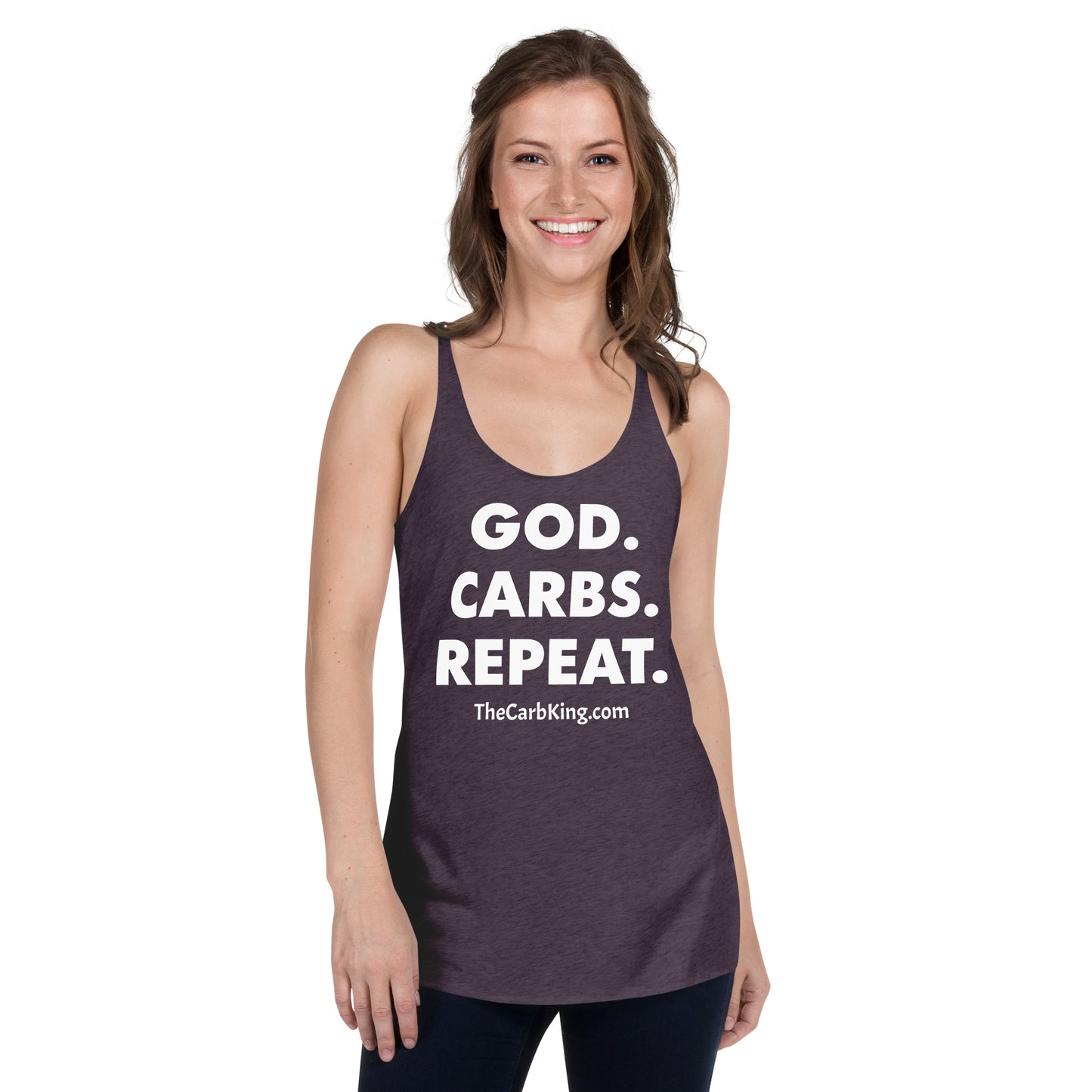 GOD, CARBS, REPEAT Women's Racerback Tank