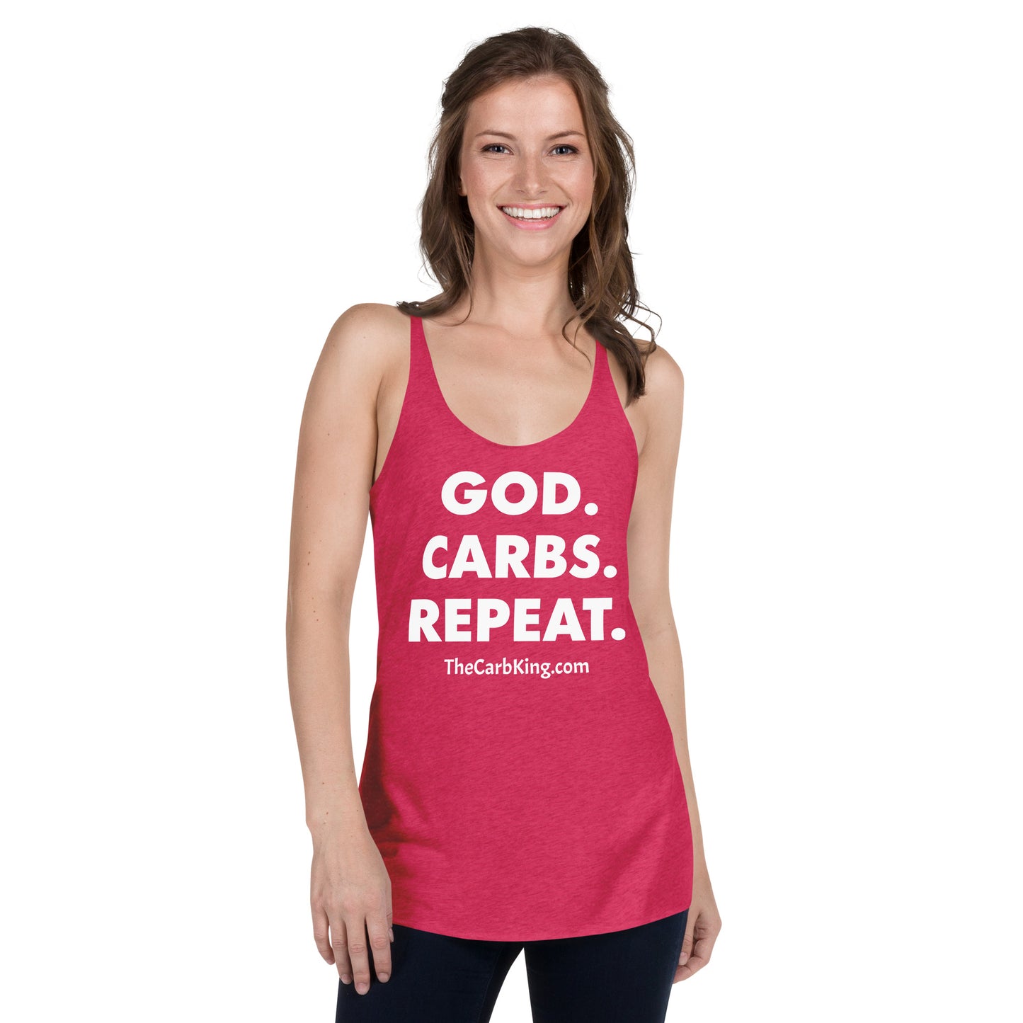 GOD, CARBS, REPEAT Women's Racerback Tank