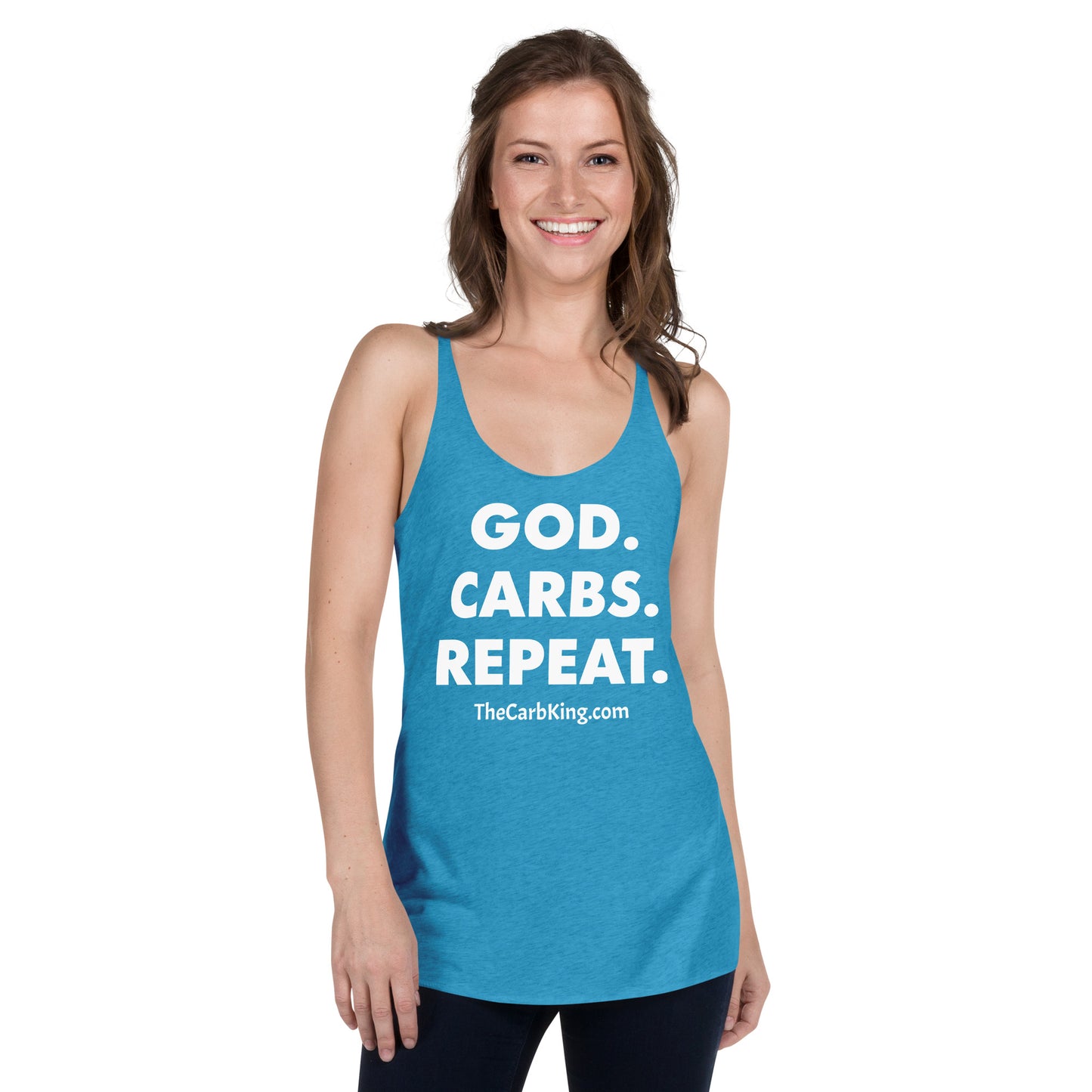 GOD, CARBS, REPEAT Women's Racerback Tank